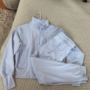 Light Blue High-Neck Pullover & jogger set